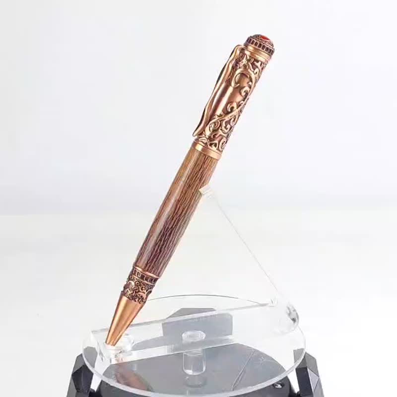 蕾丝木爱心旋转原子笔/手工原子笔/KOBE手工笔 - 圆珠笔/中性笔 - 木头 