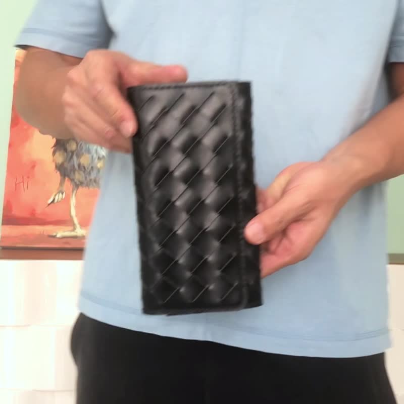 皮夹diy材料包/完成品 十二卡位 3个大钞位 大编织面皮长夹手拿包 - 皮件 - 真皮 