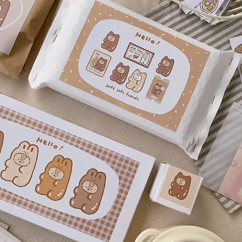 小熊软糖礼物盒/手工包装/交换礼物/礼盒/圣诞礼盒 - 贴纸 - 其他材质 粉红色