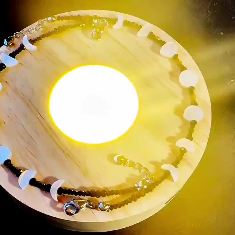 潮汐驻留 月相 月牙 月亮 男女皆可佩戴 天然石 项链 手链 颈链 - 项链 - 水晶 