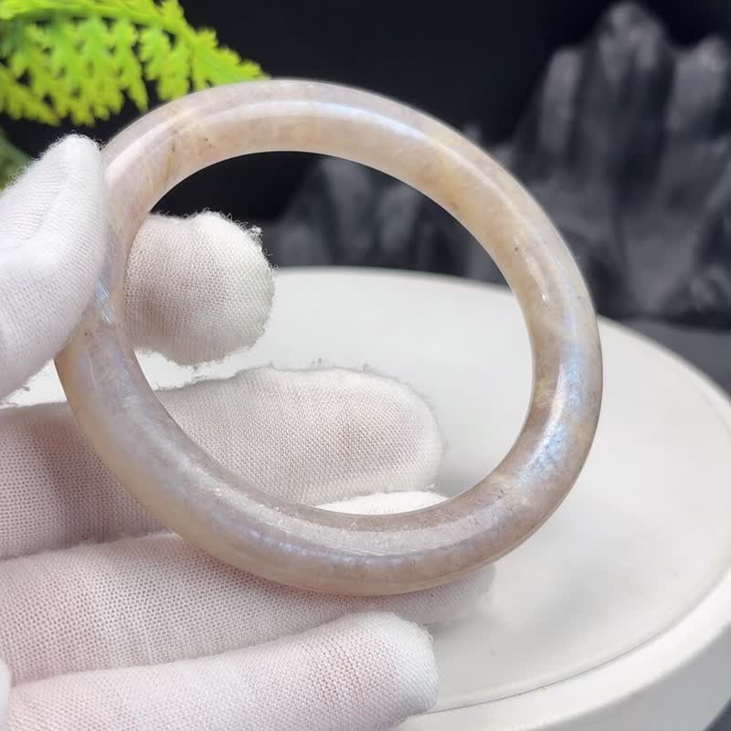 日月同辉手镯 57+MM 蓝光星光猫眼圆条 月光石太阳石共生 好人缘 - 手链/手环 - 宝石 