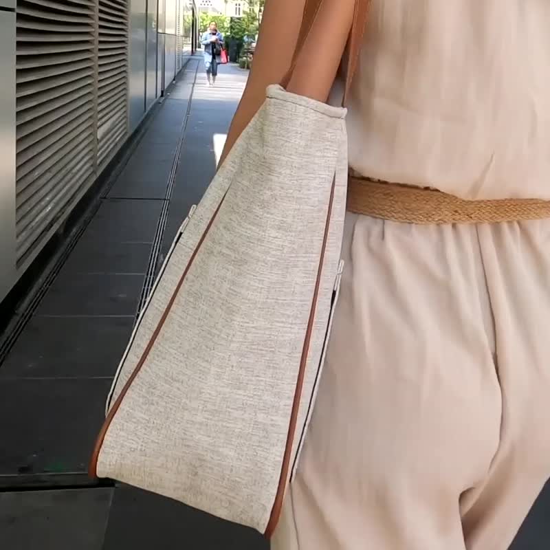 -台湾原创-Vegan 纯素皮革/同名托特包-白橡木 - 手提包/手提袋 - 乳胶 白色