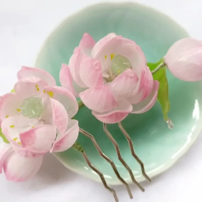 出水芙蓉 热缩花古风荷花发簪发饰饰品 - 发饰 - 其他材质 粉红色