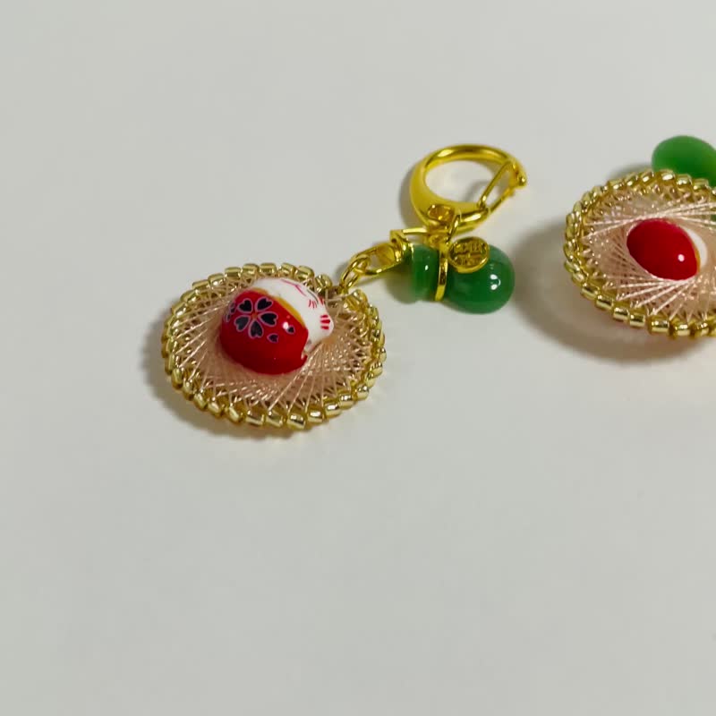 手工招财猫钥匙扣　带来幸福 手作 - 钥匙链/钥匙包 - 绣线 金色