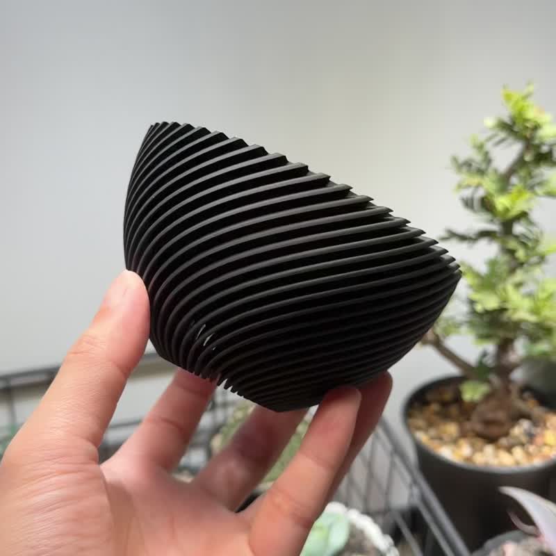 CBP001植木钵 原创设计/3D打印/多肉块根植物/盆器盆栽/送礼 - 植栽/盆栽 - 塑料 黑色