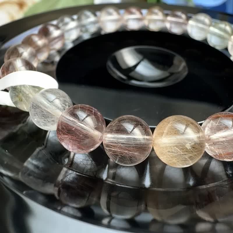 小精品清透料拉丝兔毛水晶 7.6-8mm15g 增加自信积极正向能量 - 手链/手环 - 水晶 多色