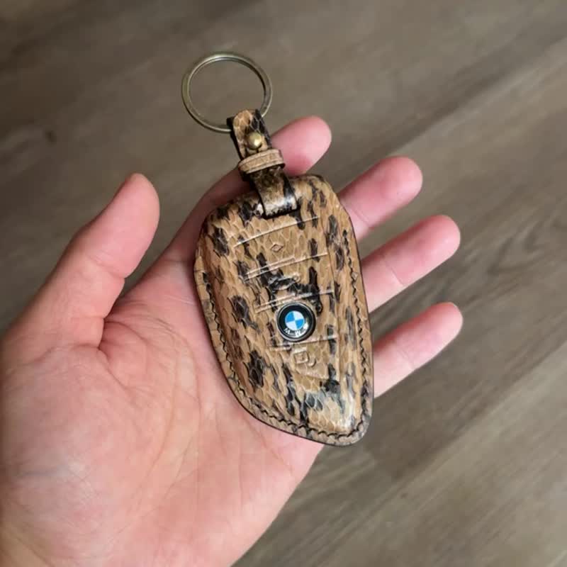BMW 宝马 蛇皮钥匙套 汽车钥匙皮套 珍稀皮料 - 钥匙链/钥匙包 - 真皮 卡其色