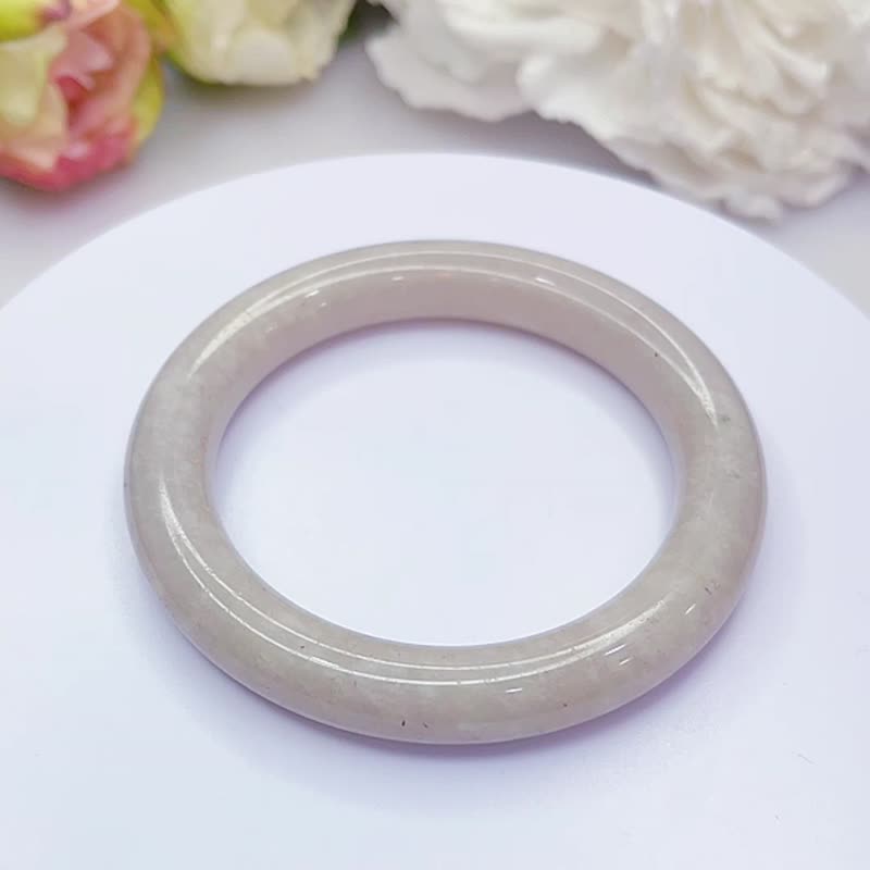 NO.65 雪花紫玉圆镯 内径 57 MM 圈口 佘太翠玉镯 手环 手镯 - 手链/手环 - 玉石 紫色