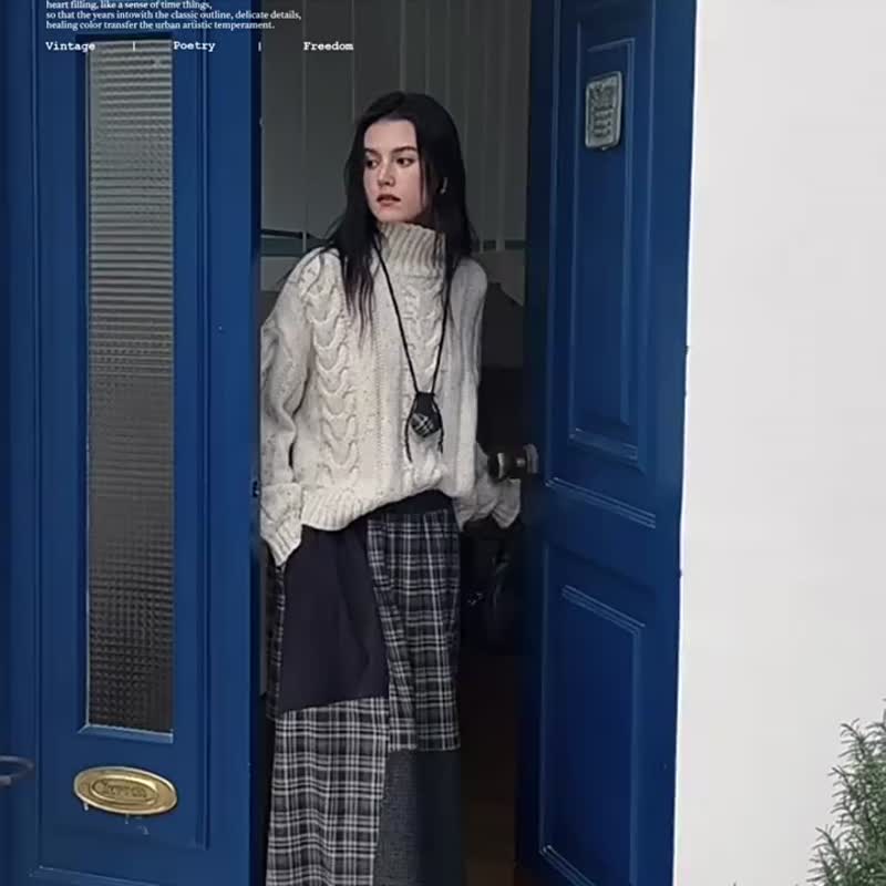 2顔色 雲朵慕斯 北歐風復古慵懶感套頭毛衣 簡約廓形針織上衣 - 女装针织衫/毛衣 - 羊毛 白色