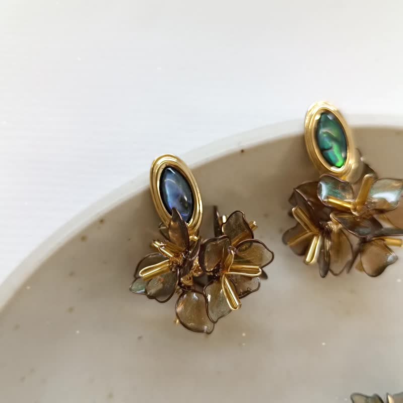 1KM夜空低语•树脂花球耳环-2色 - 耳环/耳夹 - 树脂 