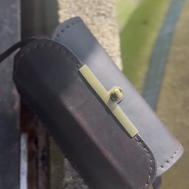 Sienna手工真皮小方糖包 - 侧背包/斜挎包 - 真皮 咖啡色