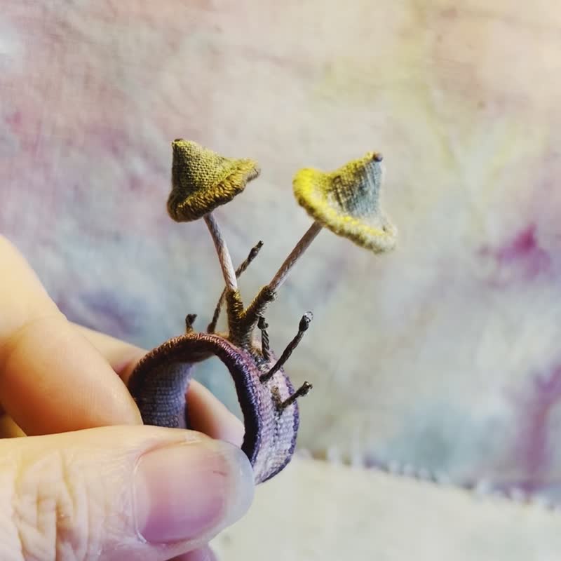 壹染指原创 草木染棉麻全手缝 | 有趣的蘑菇指环 | 客制 - 戒指 - 棉．麻 多色