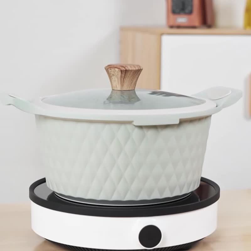 德铂Debo 菱格纹双耳复底不沾汤锅 24cm - 锅具/烤盘 - 铝合金 蓝色