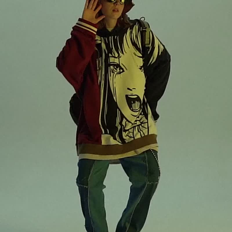 UNVESNO×伊藤润二联名套头连帽卫衣日系情侣衫圣诞节礼物 1274 - 中性连帽卫衣/T 恤 - 棉 