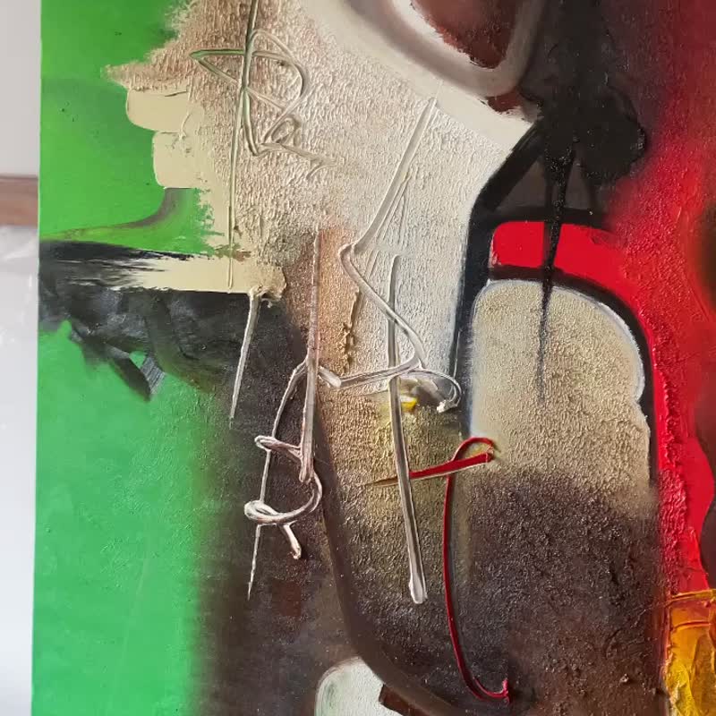 多彩油画简约多彩墙壁艺术抽像画布绘画 - 墙贴/壁贴 - 压克力 多色