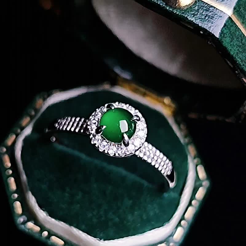 财富•健康•活力|冰辣绿蛋|A货翡翠纯银戒指 - 戒指 - 玉石 