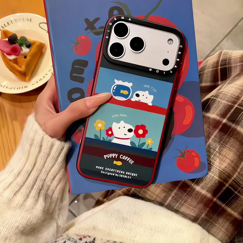 【隐藏式磁吸】Puppy Here铝合金按键全磨砂防摔iPhone17p/18pm - 手机壳/手机套 - 塑料 多色