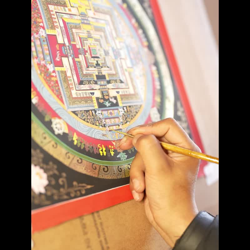Kalachakra 曼陀罗唐卡——无限轮回与觉知的象征 - 墙贴/壁贴 - 其他材质 多色