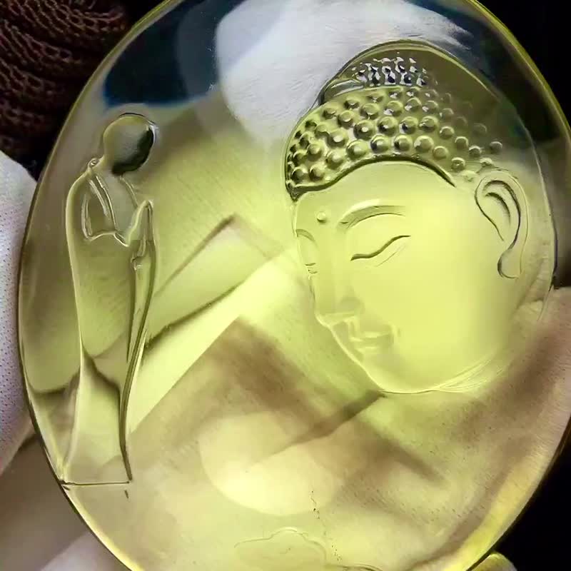 极品精美金字塔黄水晶大日如来侧脸悟道牌子吊坠救苦救难普渡众 - 吊饰 - 水晶 