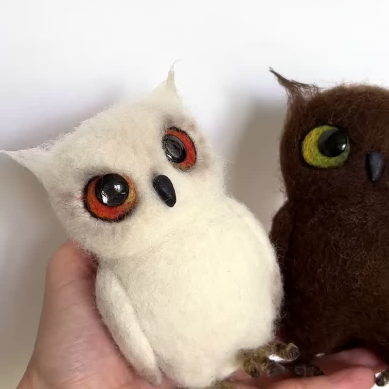 猫头鹰玩具   微型鸟猫头鹰    玩具针毡 - 玩偶/公仔 - 羊毛 白色