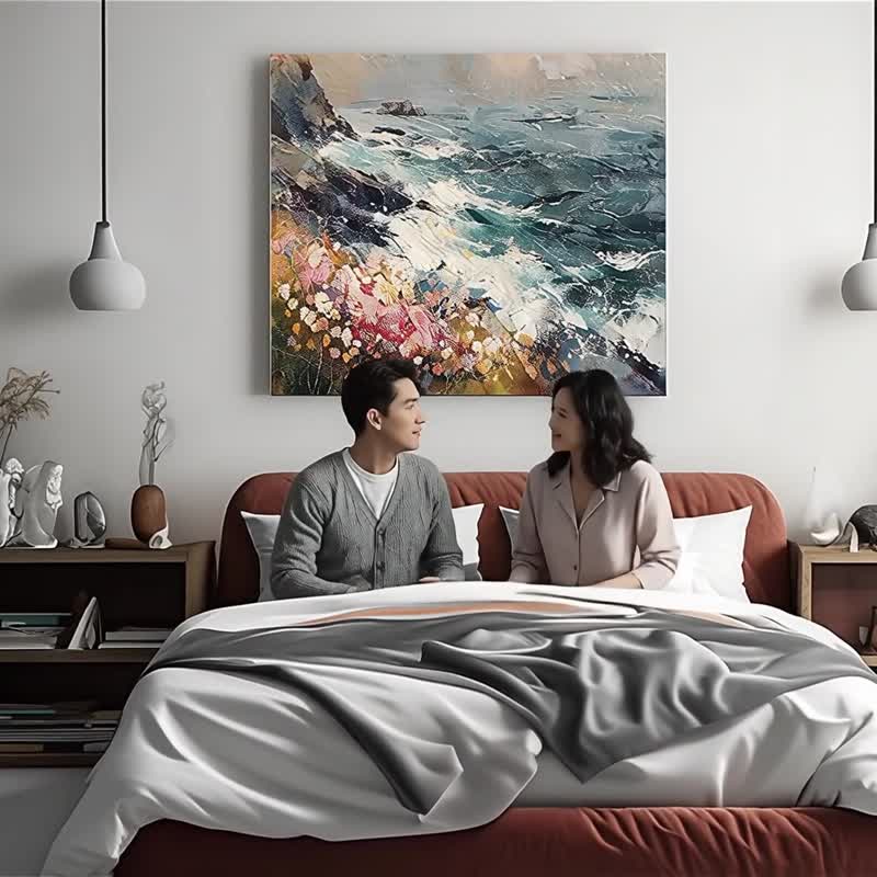 听涛 印象派海岸油彩微喷 客厅卧室疗愈系自然艺术 居家收藏装饰 - 海报/装饰画/版画 - 棉．麻 