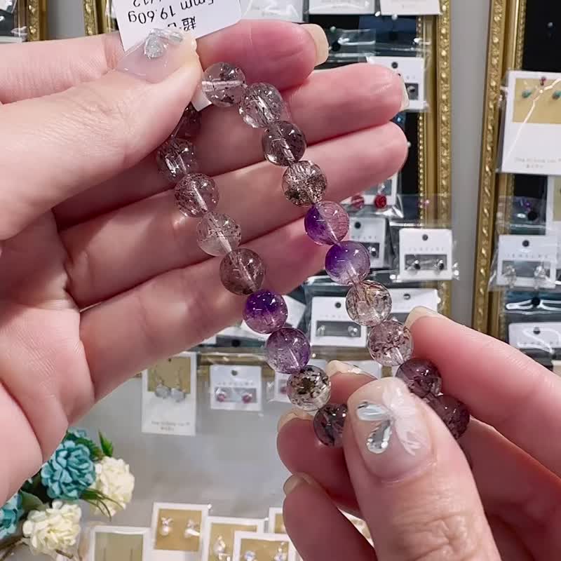 小精品透体半盆大片云母片彼岸花超七8.5mm19.6g手珠三轮骨干水晶 - 手链/手环 - 水晶 多色