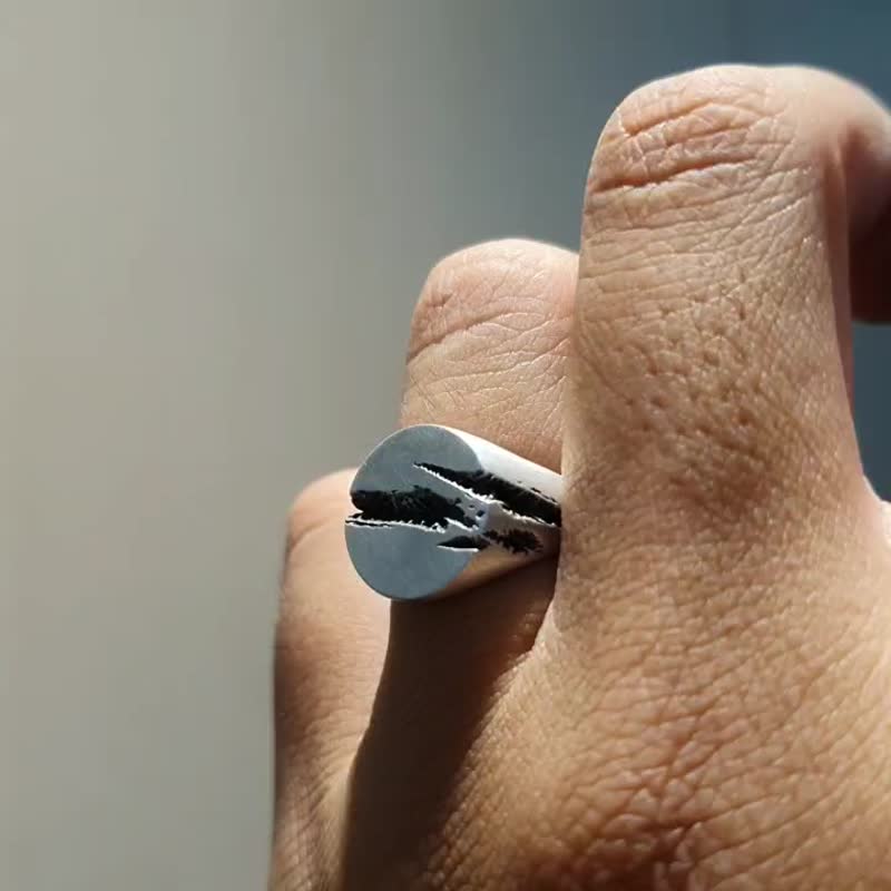 痕裂纯银戒指925silver - 戒指 - 纯银 银色