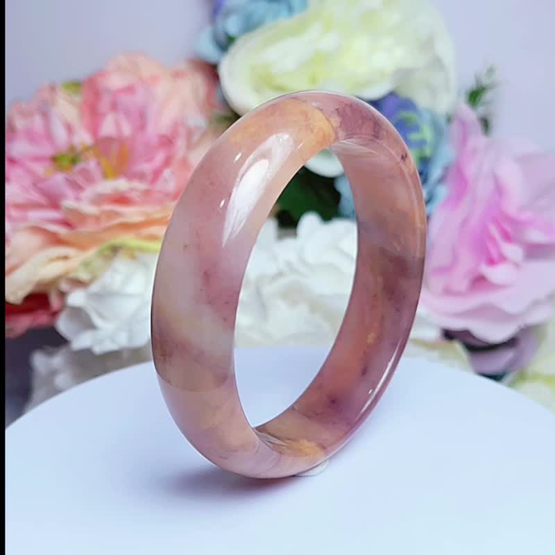 NO.196干燥玫瑰紫罗兰 61 MM 圈口 金丝玉 微皮抠 手镯 平安镯 - 手链/手环 - 玉石 多色