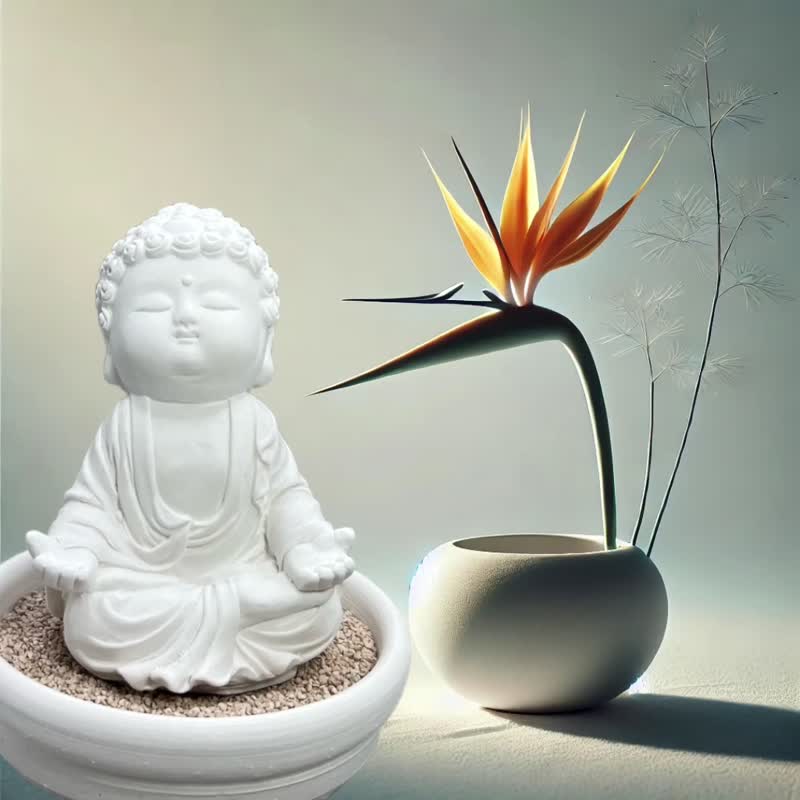 静谧之美学 净念吉祥小佛之衲静 小盘套组  精致台湾文创礼品 - 摆饰 - 水泥 白色