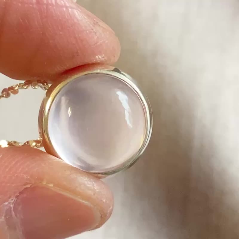 天然 粉水晶 锁骨坠 项链 尼泊尔制 925纯银 - 项链 - 水晶 粉红色