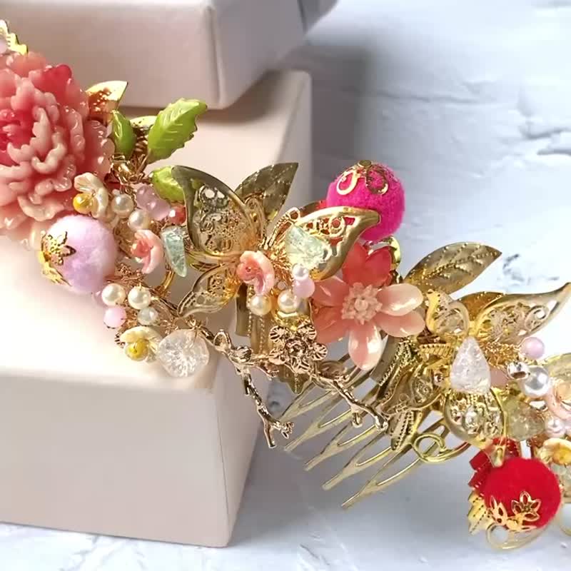 Tiara/头饰/手作/皇冠/新娘饰物/中式头饰/裙褂头饰/结婚头饰 - 发饰 - 其他金属 金色