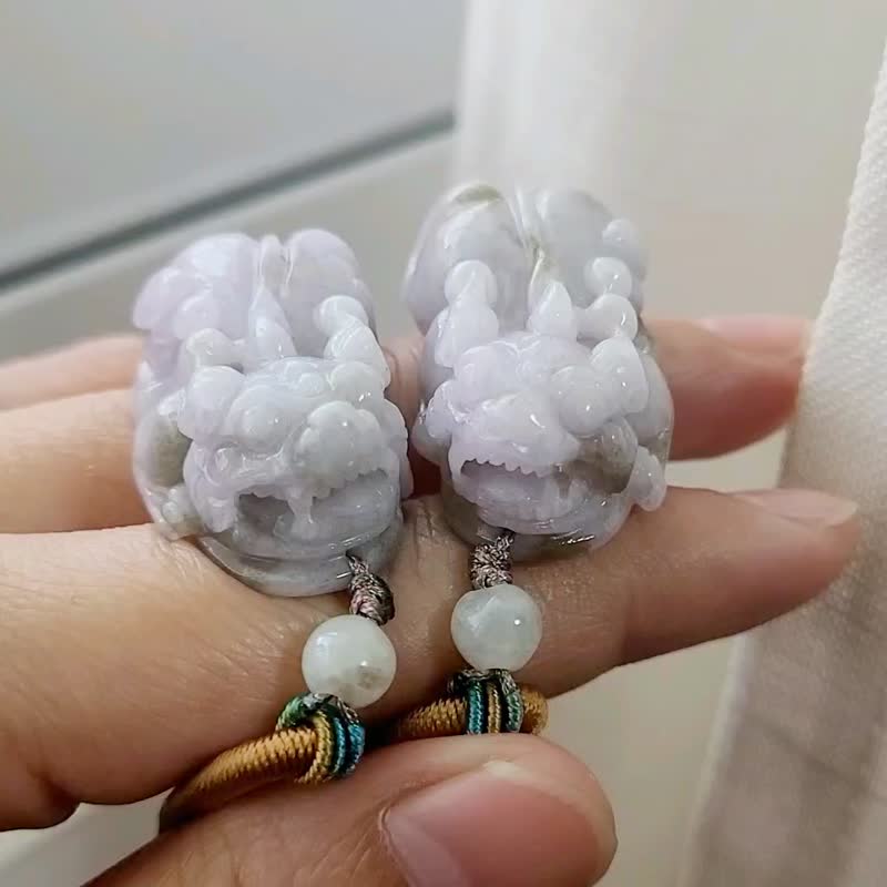 【亲翠】天然翡翠 特色芋头蓝紫招财貔貅 | 色美可口 | 貔貅园 - 项链 - 玉石 紫色