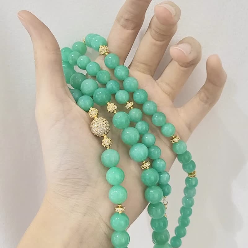 顶级 冰种 天河石 石青绿 冰绿 幸运 智慧 灵性 项链 单品 仅一件 - 项链 - 宝石 绿色