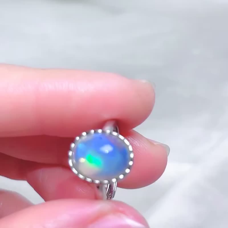 纯净看待这世界 七彩透明泡泡 / 白欧泊戒指 / 蛋白石 / 925纯银 - 戒指 - 宝石 多色