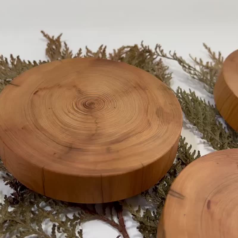 台湾黄桧重油年轮纹圆形杯垫-永久散发木质芬芳 - 杯垫 - 木头 