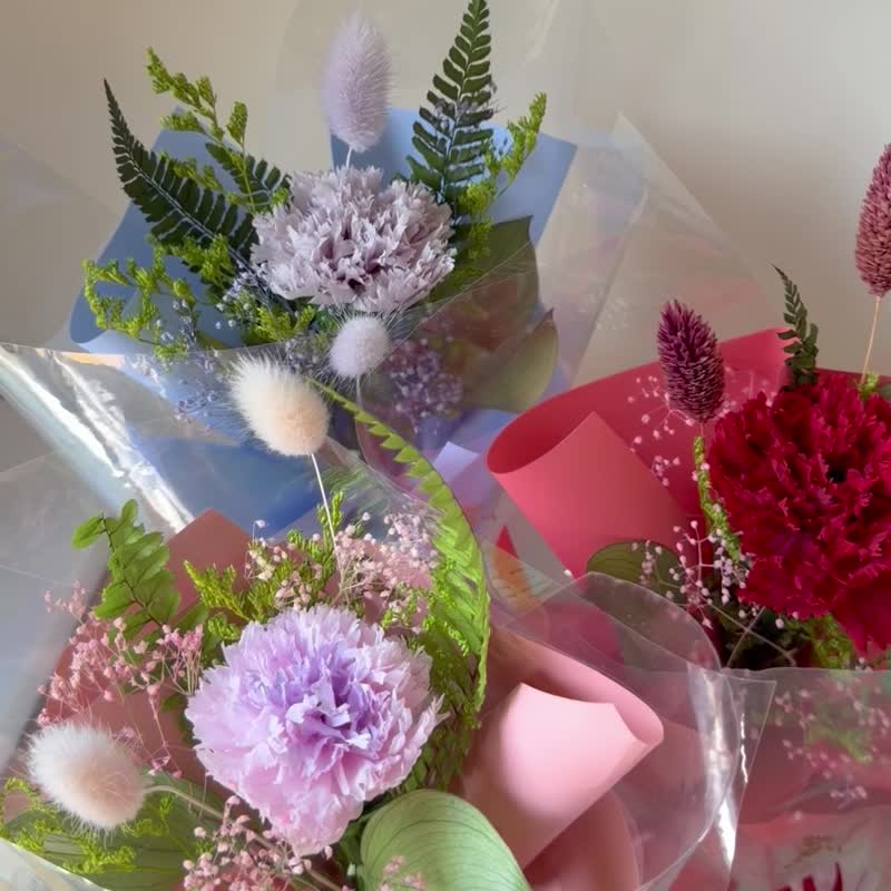 永生康乃馨花束。小清新日系母亲节花束/妈妈伟大/可定制多色可选 - 干燥花/捧花 - 植物．花 红色