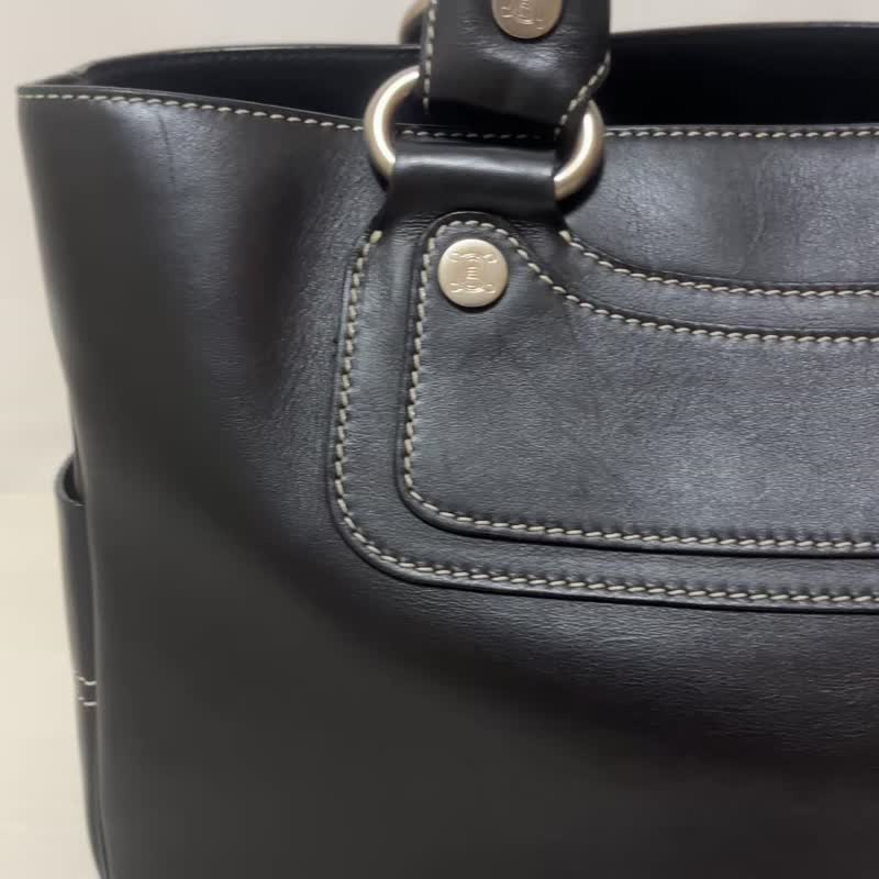 正品 Celine Boogie Bag 深海军蓝皮革手提包，二手 - 手提包/手提袋 - 真皮 