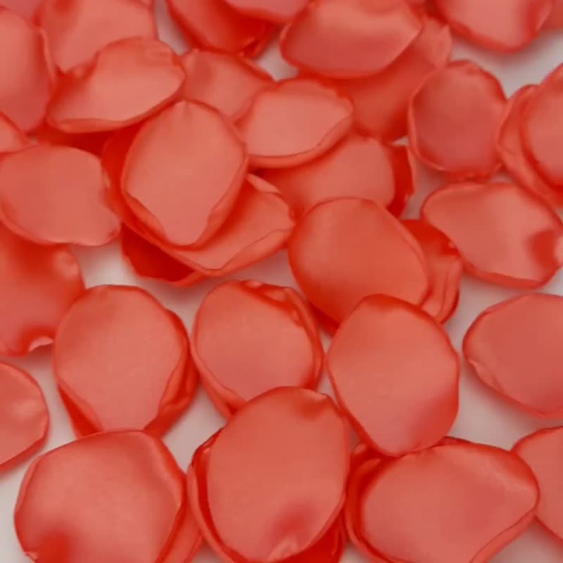 Coral wedding petals Coral wedding shower Coral bridal shower Coral rose petals - 干燥花/捧花 - 丝．绢 