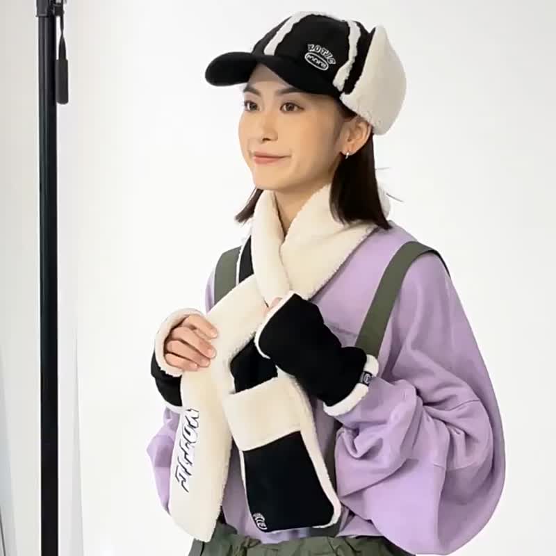 毛绒暖暖遮耳帽 - 帽子 - 其他人造纤维 黑色