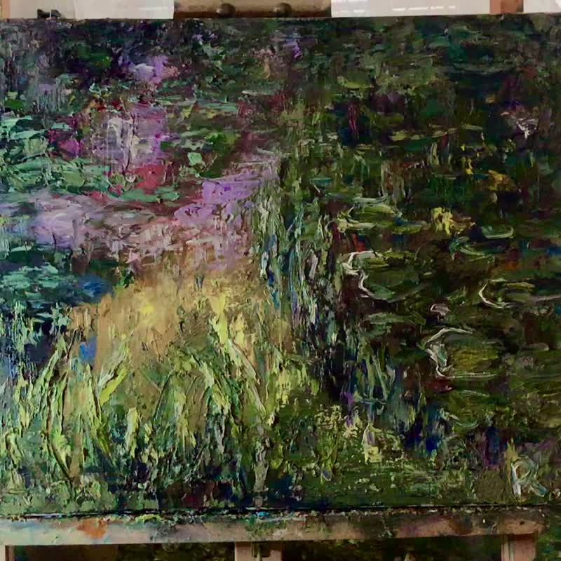 隐藏水花园 – 印象派画布画作 (40x50 厘米) - 墙贴/壁贴 - 其他材质 绿色