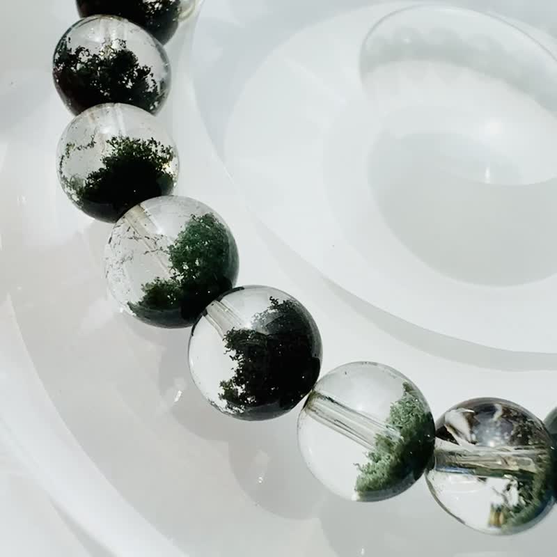 精品玻璃体浓色招财半盆绿幽灵 7.9-8.3mm17.13g 主正财事业贵人运 - 手链/手环 - 水晶 绿色