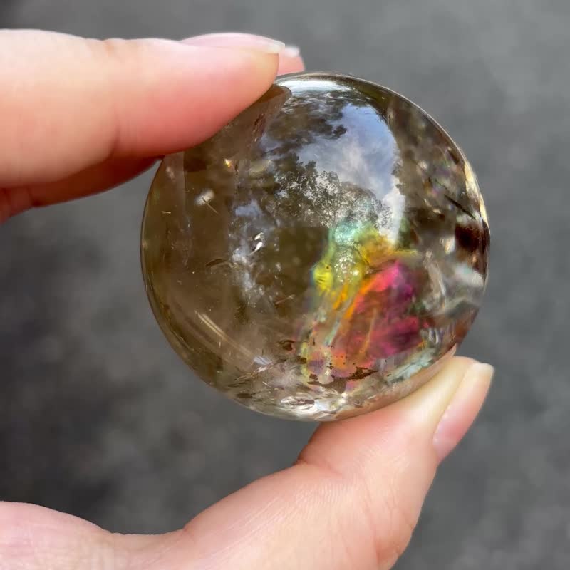 一图一物 天然彩虹黄水晶球 晶石摆件 家居摆设 风水 - 摆饰 - 水晶 黄色