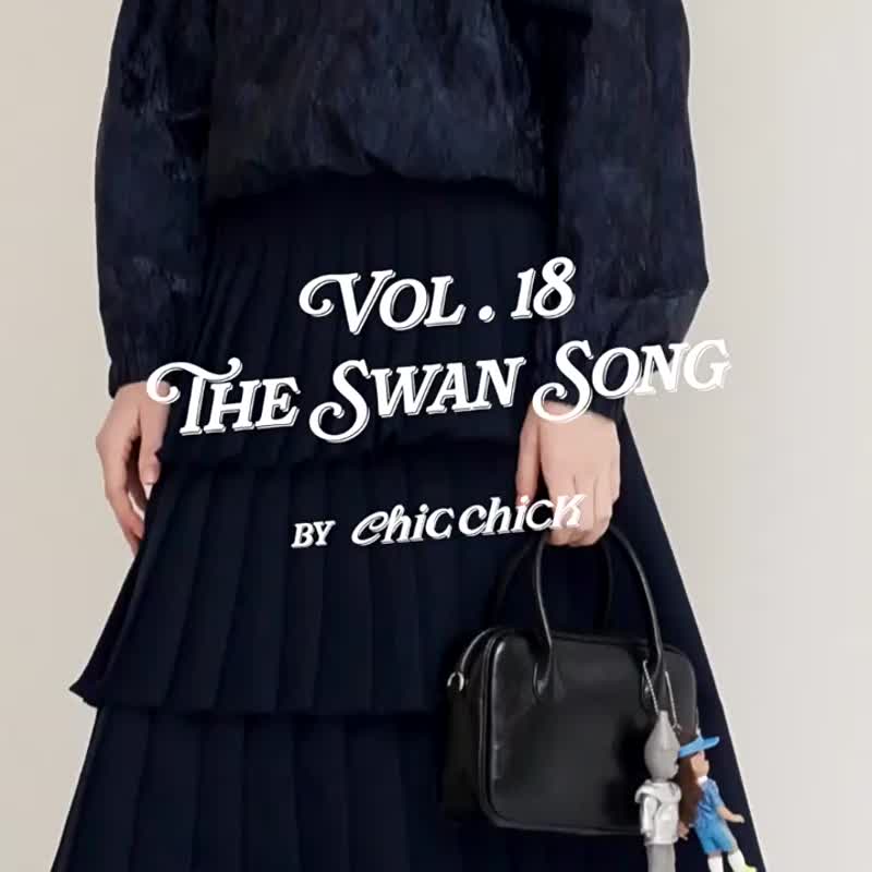 藏藍色 三層百褶半身長裙 聖誕樹節日氛圍 斜紋西裝面料 - 裙子 - 聚酯纤维 蓝色