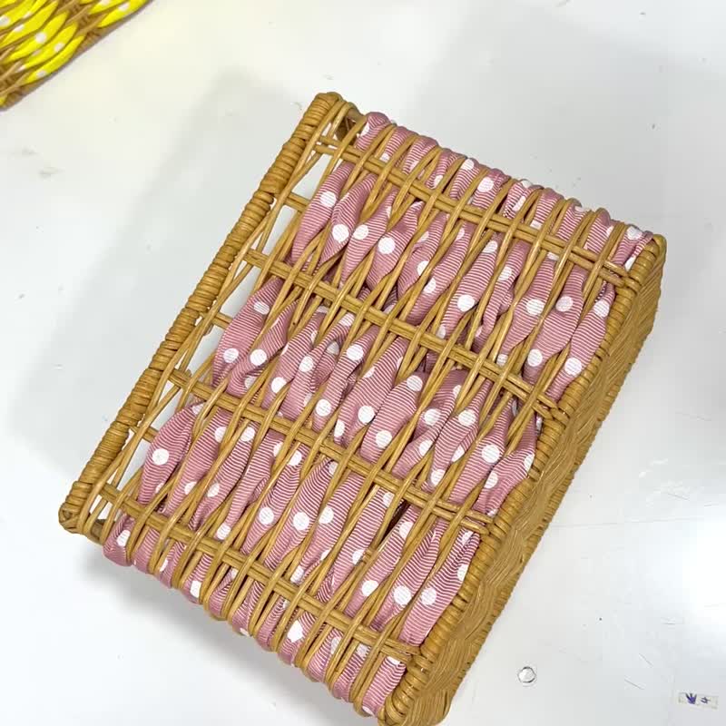 波点系列 - 可爱小藤篮 - 侧背包/斜挎包 - 植物．花 卡其色