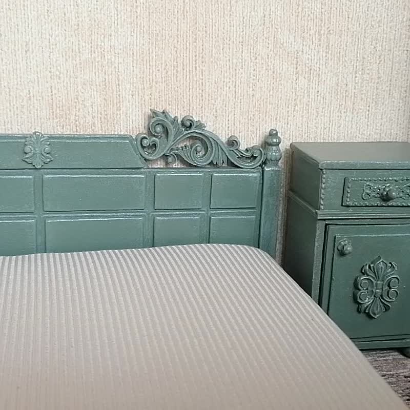 Bed for doll bedroom. 1:12. Handmade. - 玩偶/公仔 - 其他材质 