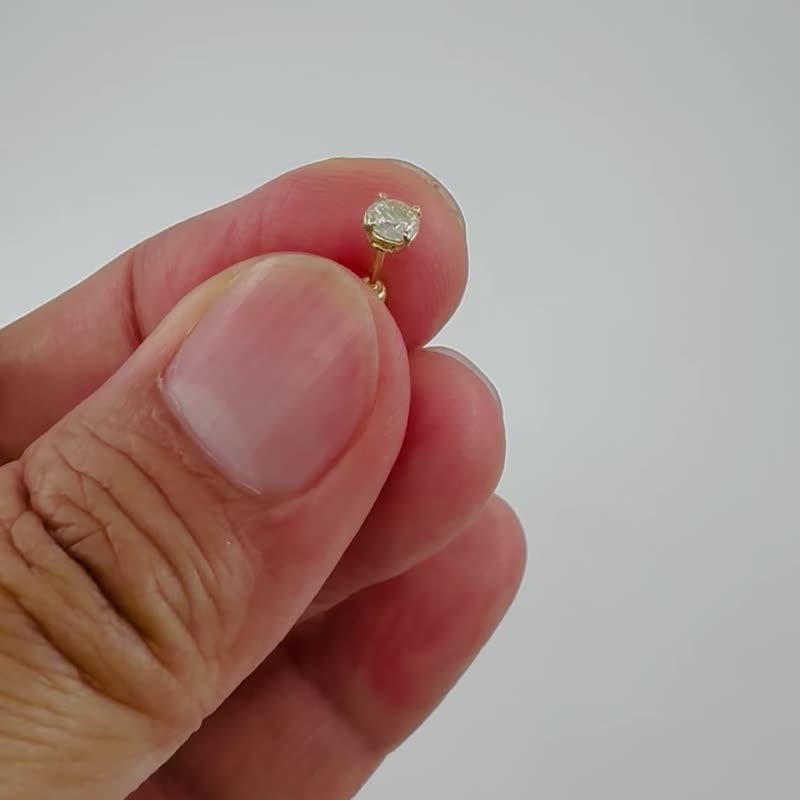 piercing锁珠钻石耳环 - 耳环/耳夹 - 贵金属 