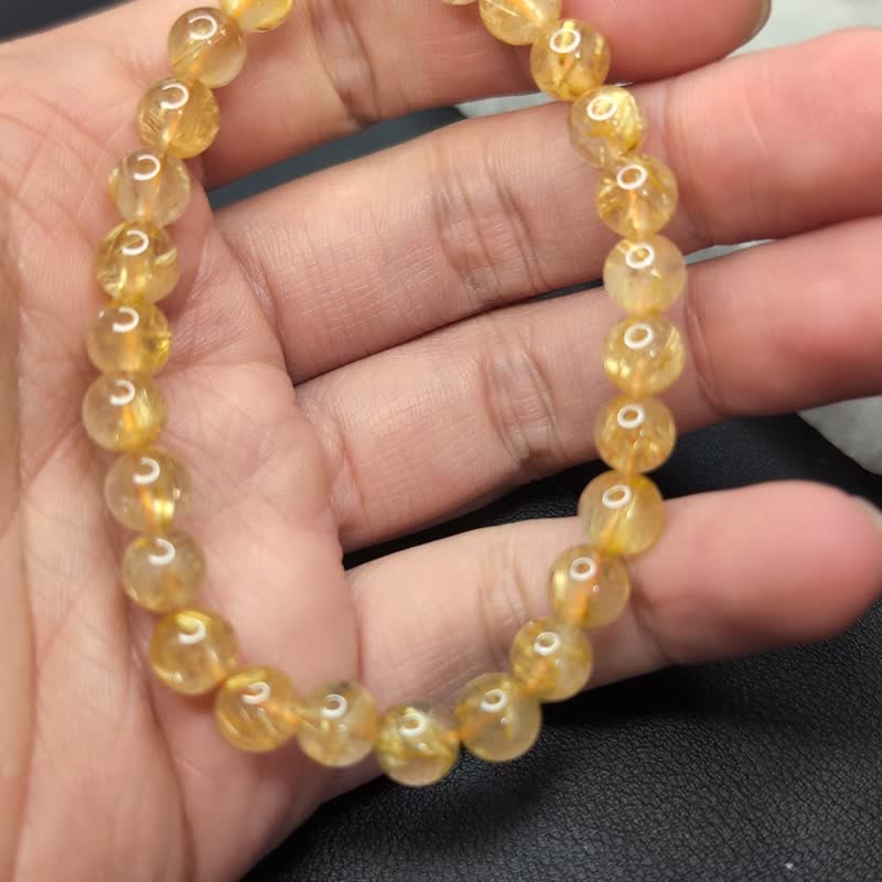 【订制品】金发晶 水晶 巴西 4-14mm 手串 天然水晶 金钛 发晶 - 手链/手环 - 水晶 