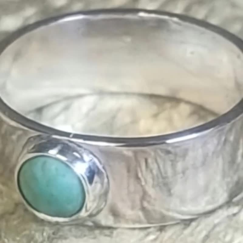 【Captain Flint银饰】天然绿松石 亮银镜面 纯银戒指 林间之石 - 戒指 - 宝石 绿色