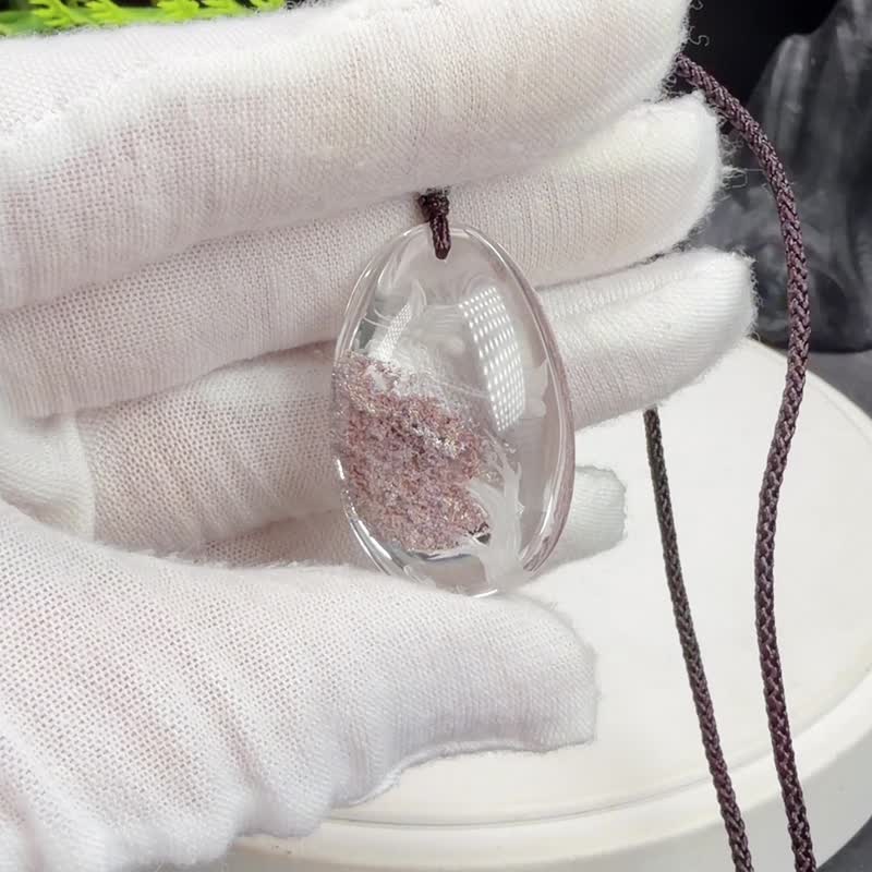 紫色幽灵水晶吊坠项链意境手工阴雕福寿双全冰透净体招财聚财 - 项链 - 水晶 紫色