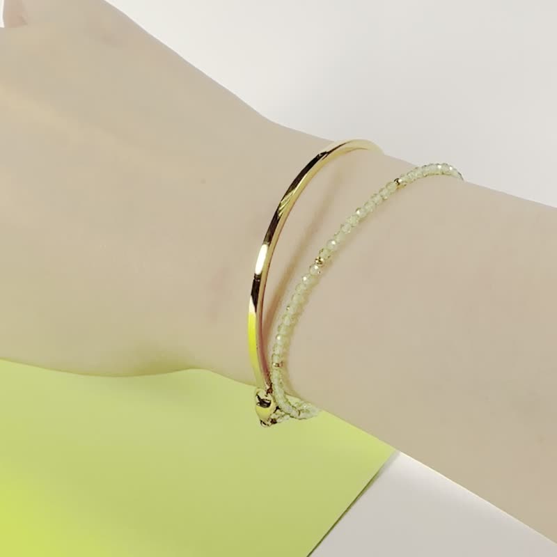 橄榄石手链手环/双链 天然宝石 316医疗钢 不锈钢 抗敏钢 - 手链/手环 - 水晶 绿色